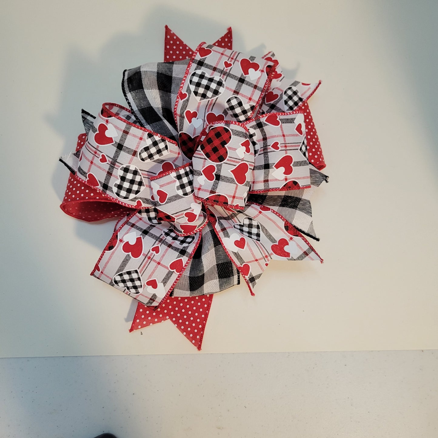 Plaid Hearts Bow