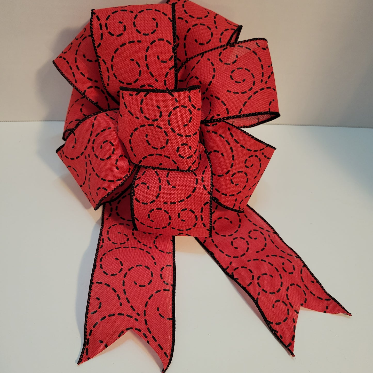 Red with Black Swirl Bow