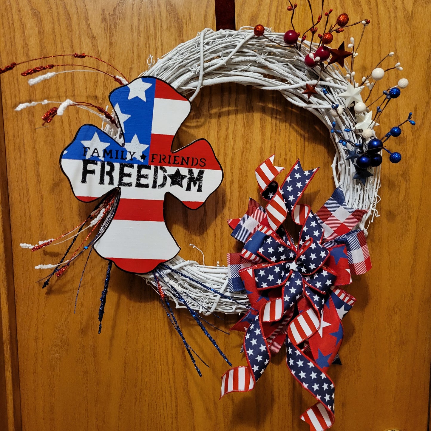 Freedom Cross Grapevine Wreath