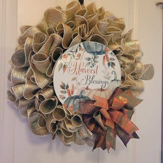 Harvest Blessing Ombre Mesh Wreath